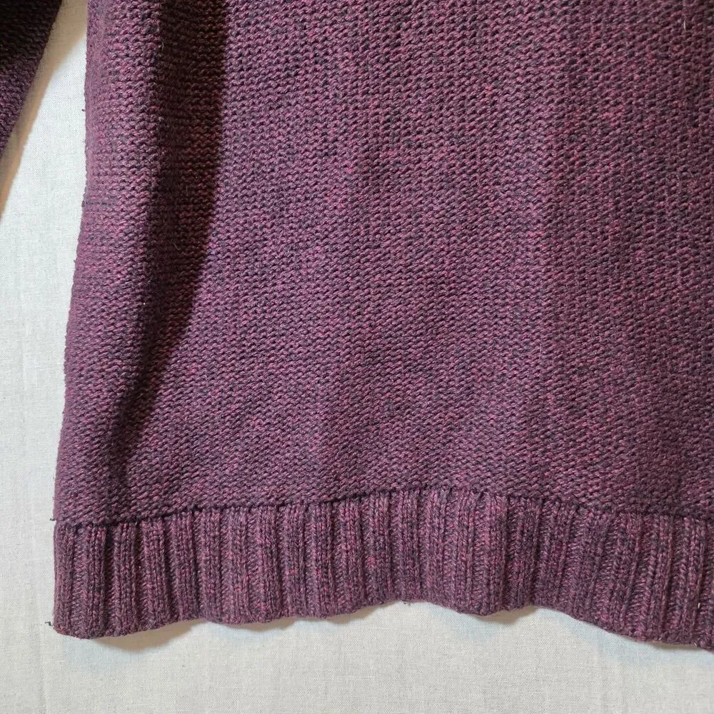 Banana Republic Mens Cardigan XL Burgundy Cable Knit Shawl Collar Ribbed